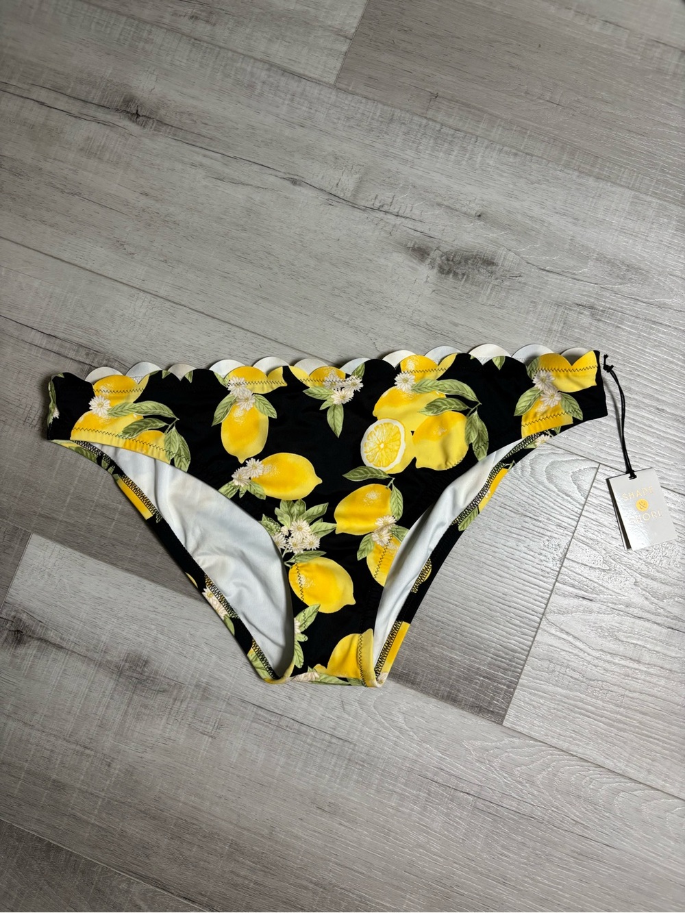 Shade & Shore Black Lemon Cheeky Bikini Bottom XL NWT Target